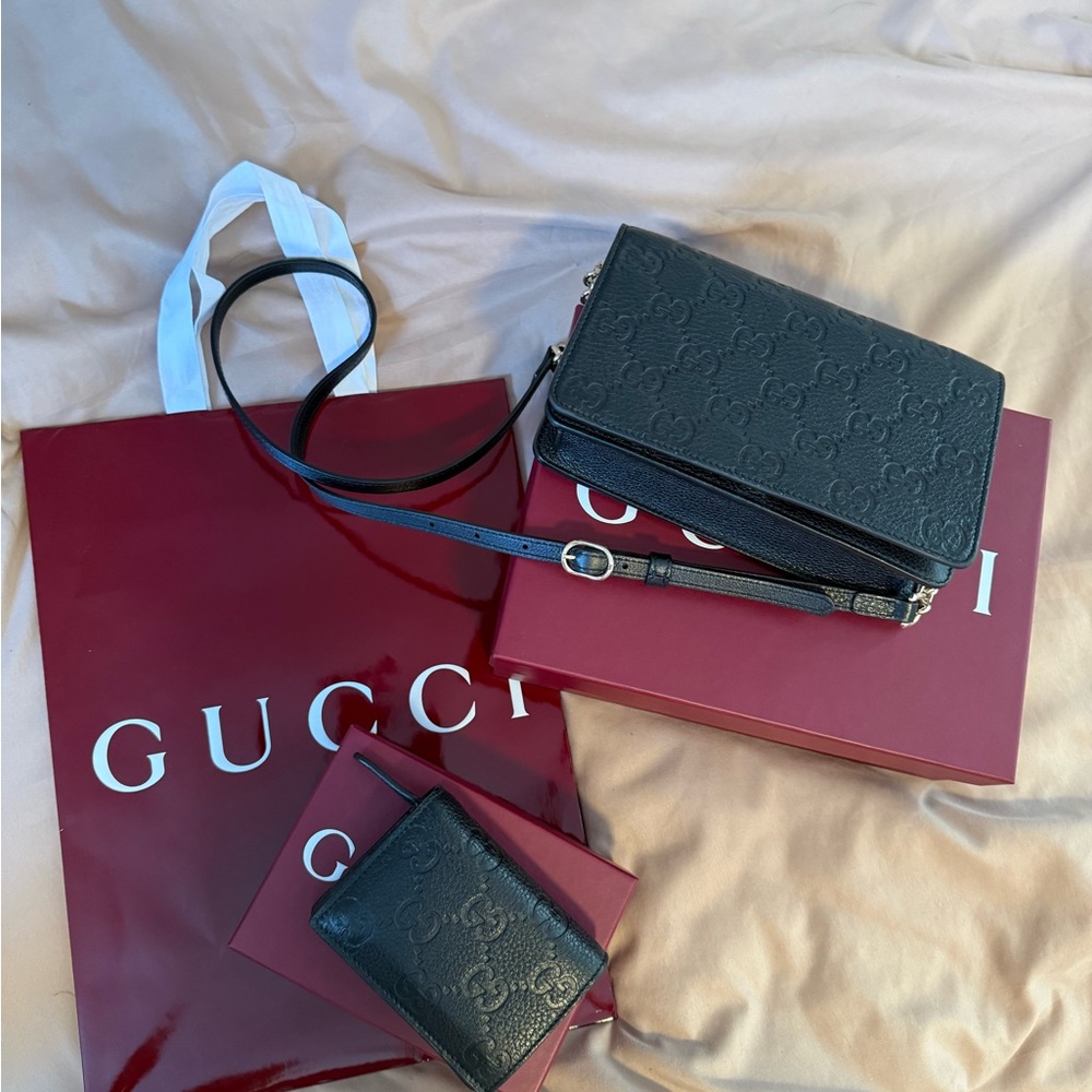 Gucci Emblem Crossbody Bag and Wallet set
